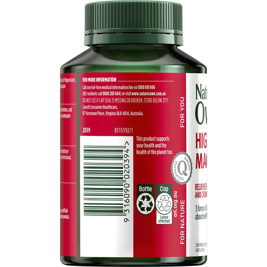 Natures Own High Strength Magnesium Muscle Health Tablets 150 pack