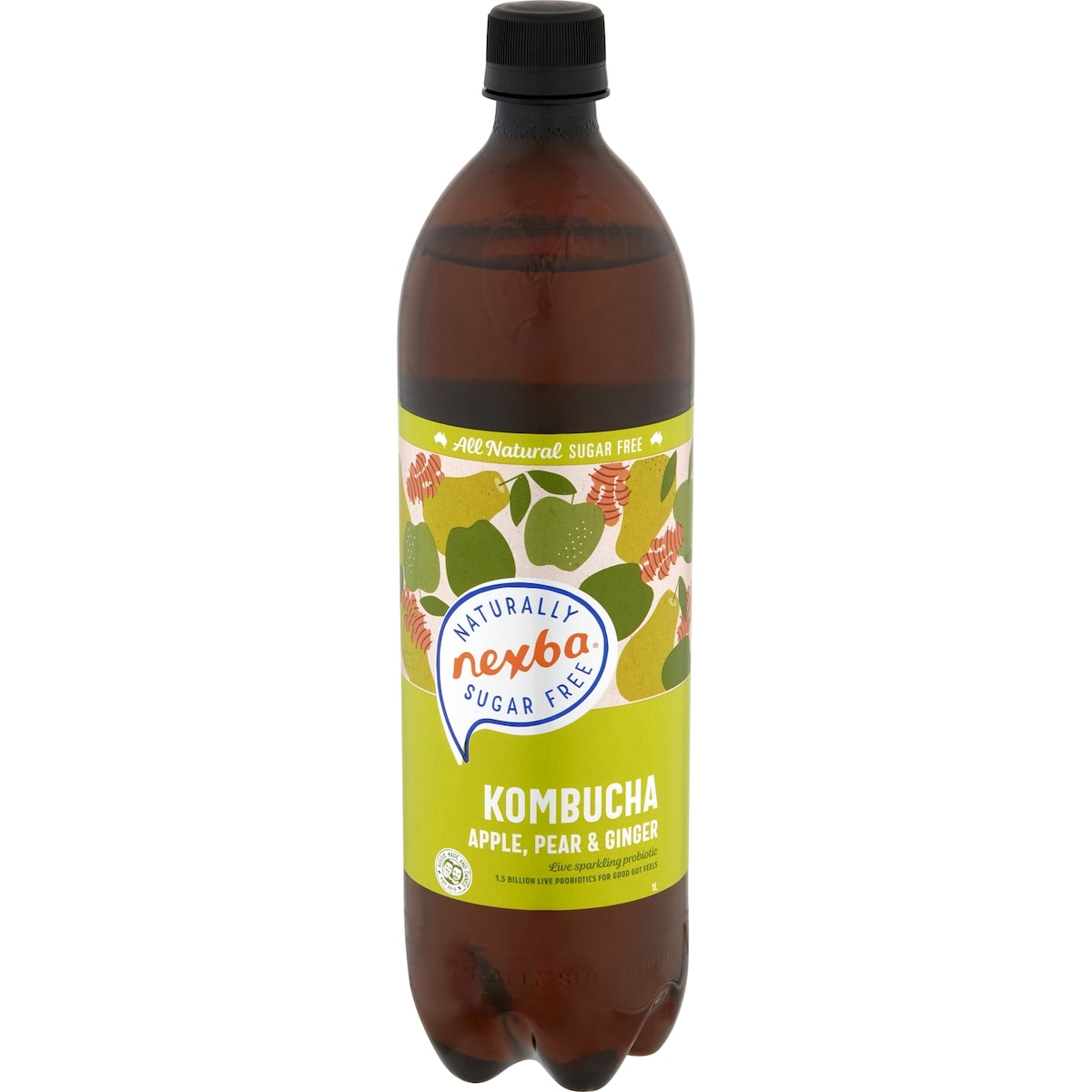 Nexba Sugar Free Kombucha Apple Pear & Ginger 1L