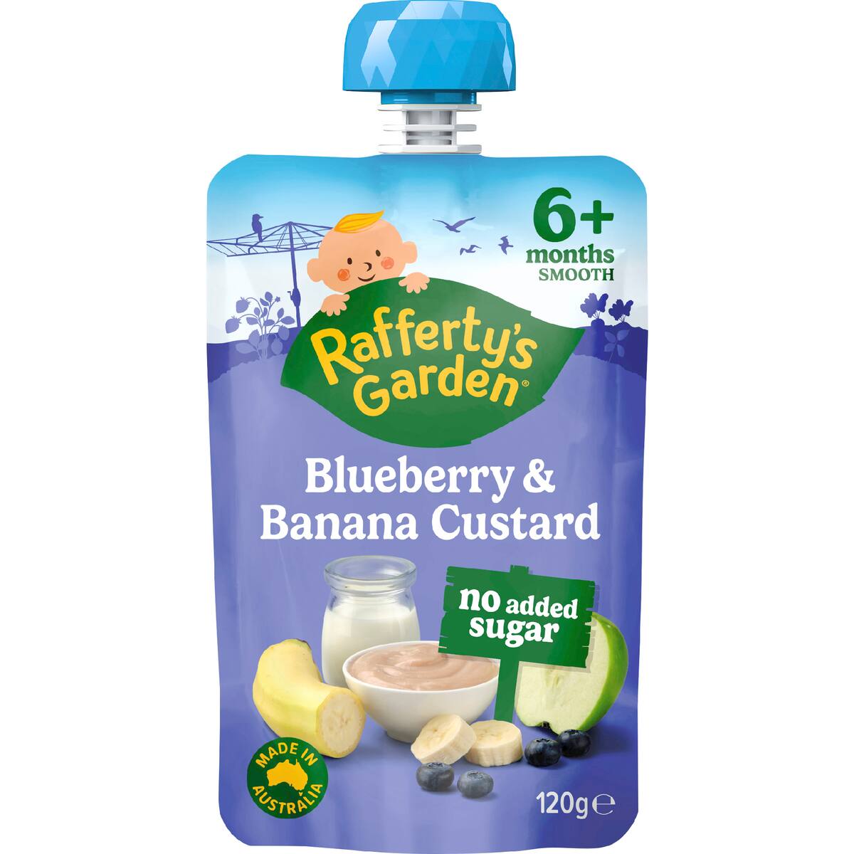 Rafferty's Garden Blueberry & Banana Custard Baby Food Pouch 6+ Months 120g