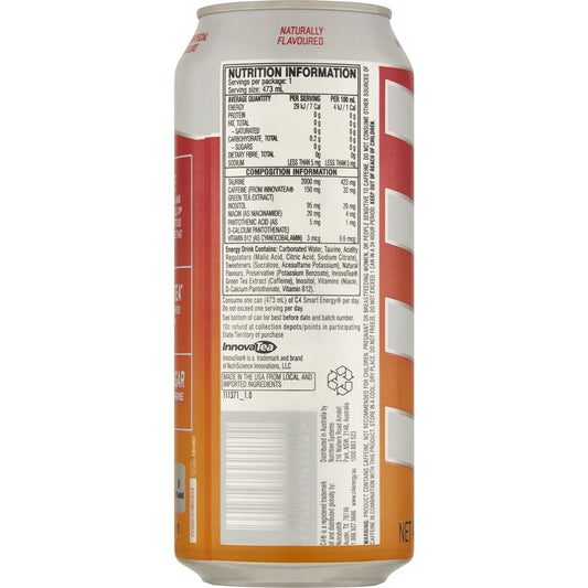 C4 Smart Energy Peach Mango Nectar Can 473ml