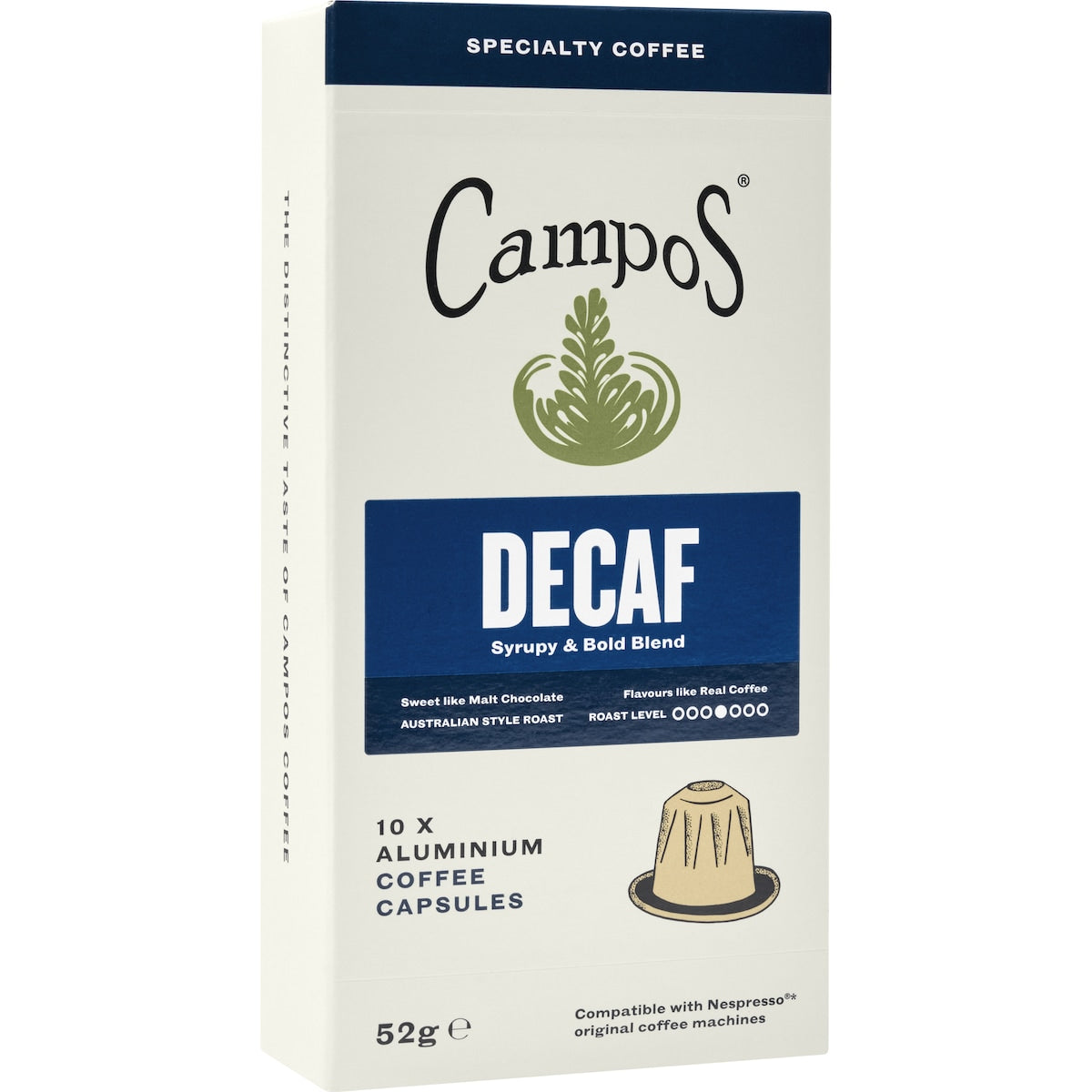Campos Decaf Coffee Capsules Syrupy & Bold Blend 10 pack