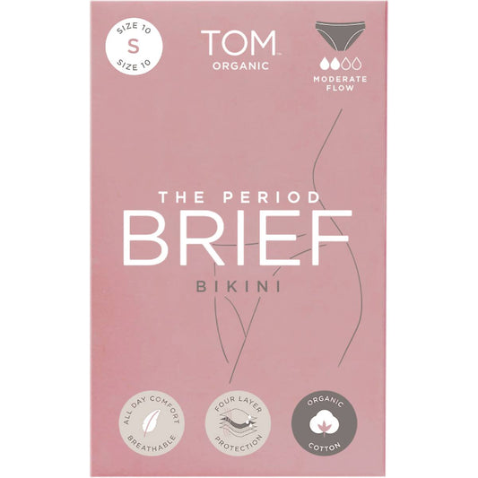 Tom Organic The Period Brief Bikini Moderate Flow Size Small Each