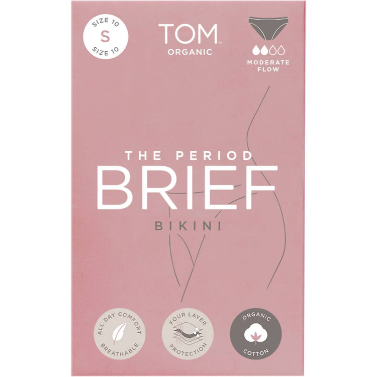 Tom Organic The Period Brief Bikini Moderate Flow Size Small Each