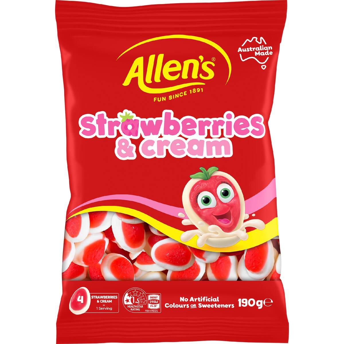 Allen's Strawberry & Cream Lollies Bag 190g