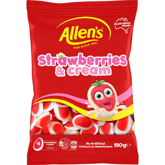 Allen's Strawberry & Cream Lollies Bag 190g