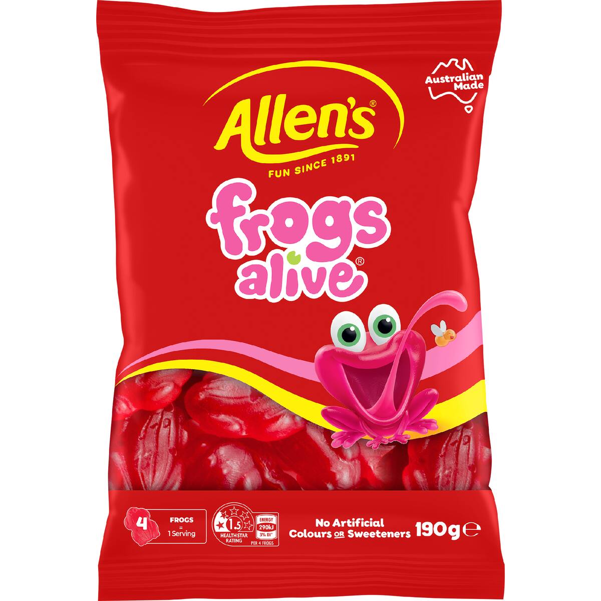 Allen's Frogs Alive Lollies Bag 190g