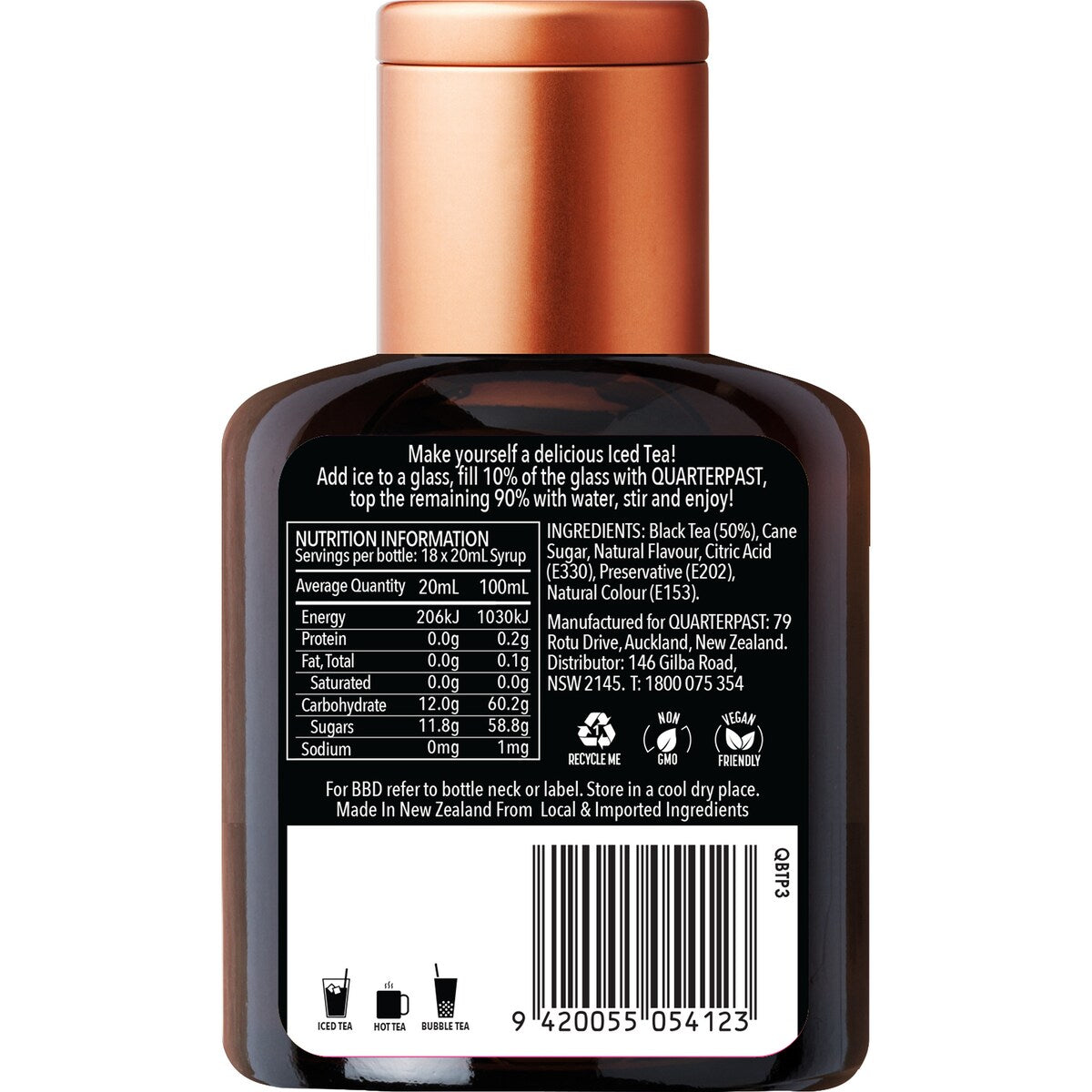 Quarterpast Iced Tea Concentrate Peach 360ml