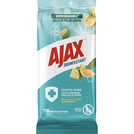 Ajax Disinfectant Cleaning Wipes Sparkling Citrus & Pineapple 110 Pack