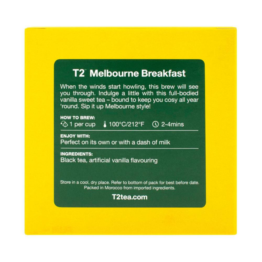 T2 Melbourne Breakfast Flavoured Black Tea Bags 25 Pack - 50g