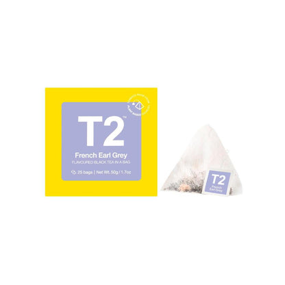 T2 French Earl Grey Flavoured Black Tea Bags 25 Pack - 50g