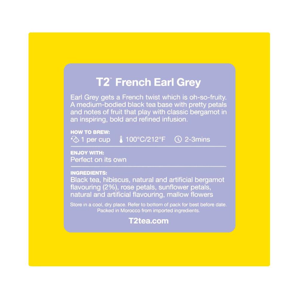 T2 French Earl Grey Flavoured Black Tea Bags 25 Pack - 50g