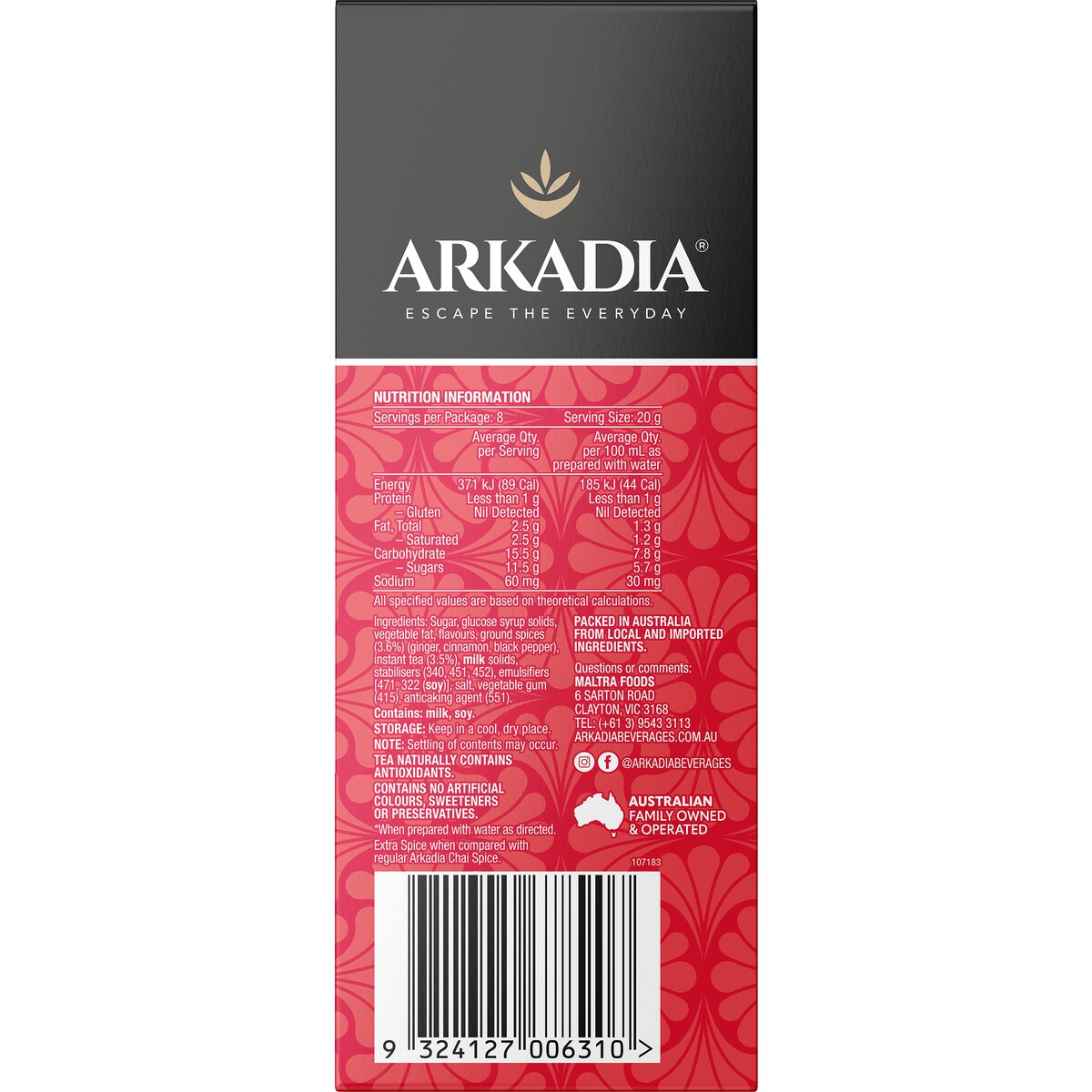 Arkadia Chai Tea Extra Spice 8 pack