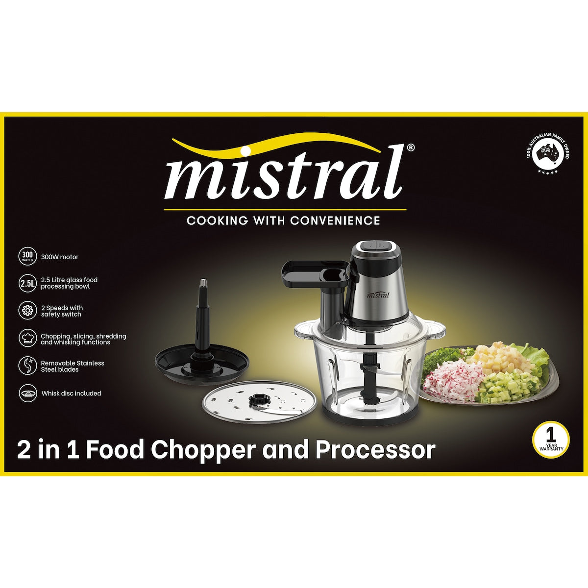 Mistral 2 In 1 Food Processor Chopper Each