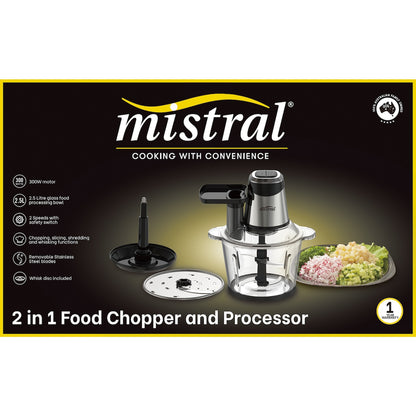 Mistral 2 In 1 Food Processor Chopper Each