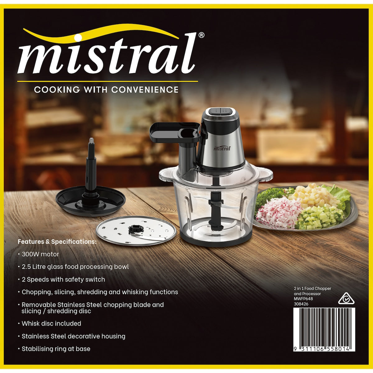 Mistral 2 In 1 Food Processor Chopper Each