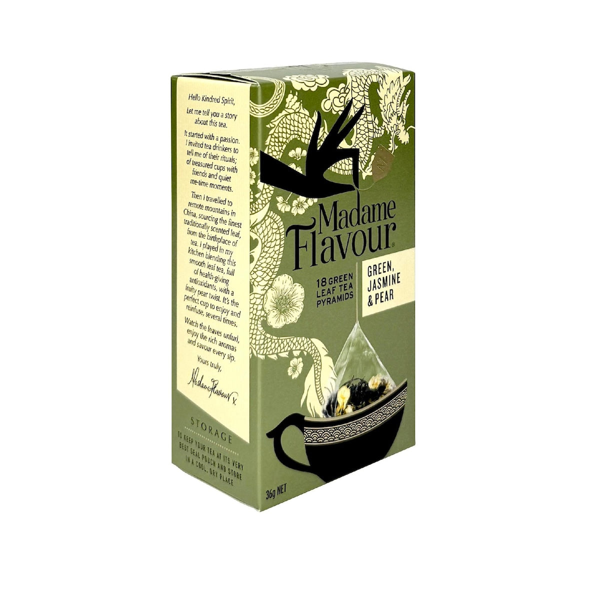 Madame Flavour Green Jasmine & Pear Tea Pods 18 pack