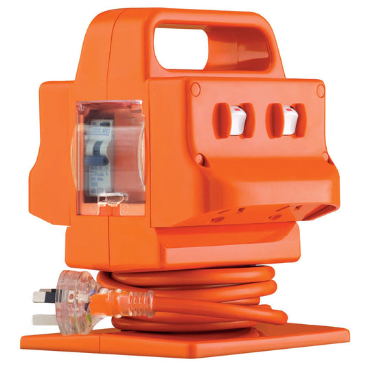 Arlec Heavy Duty Power Block - 4 Outlet - 2m - Orange