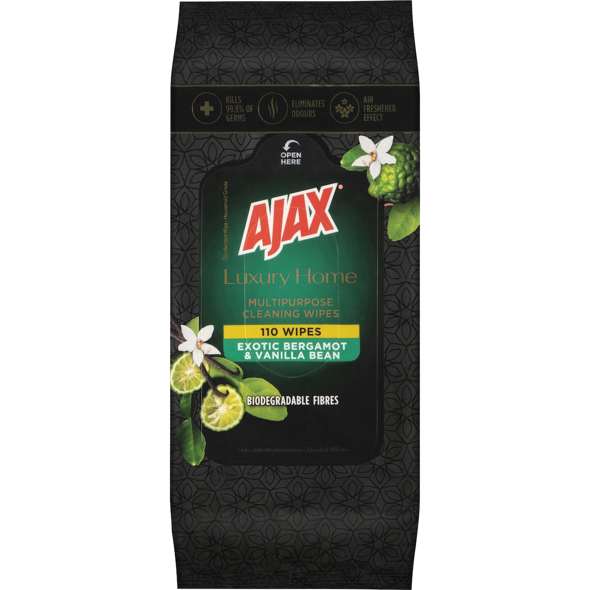 Ajax Luxury Home Cleaning Wipes Exotic Bergamot & Vanilla Bean 110 Pack