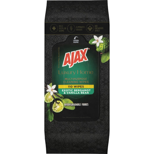 Ajax Luxury Home Cleaning Wipes Exotic Bergamot & Vanilla Bean 110 Pack