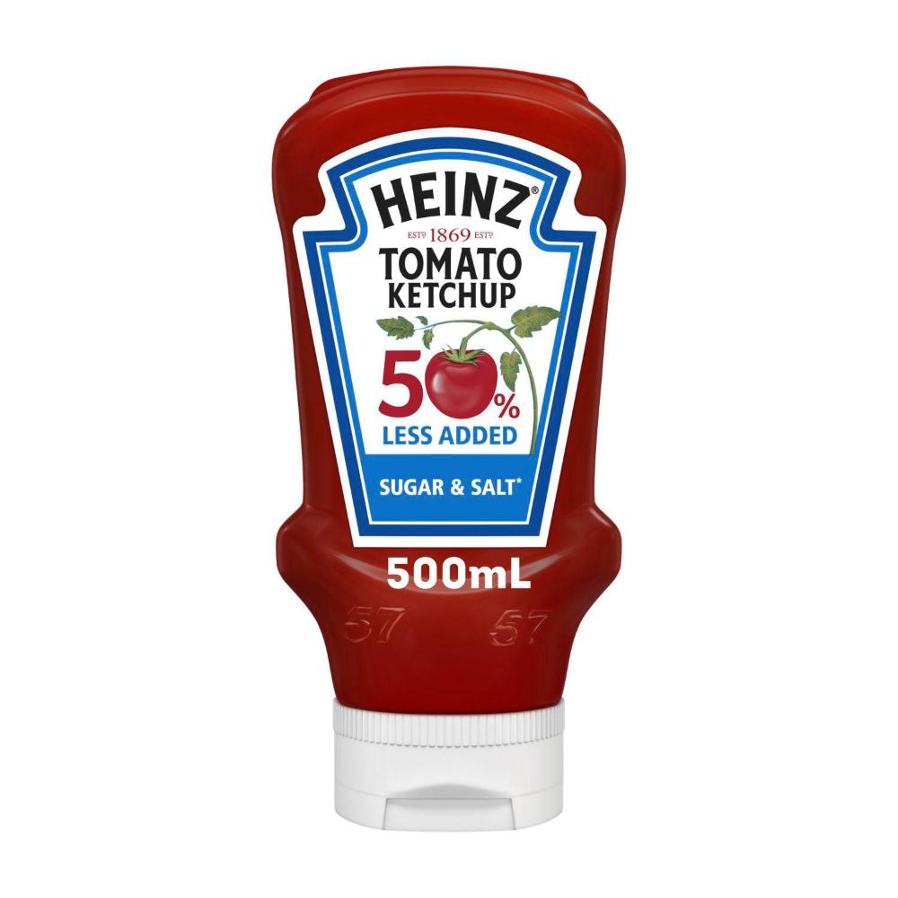 Heinz Tomato Ketchup 50% Less Sugar & Salt Squeezy - 500mL