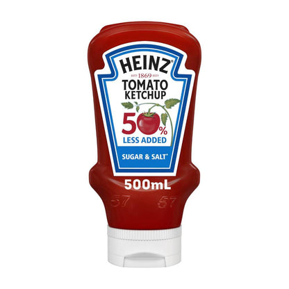 Heinz Tomato Ketchup 50% Less Sugar & Salt Squeezy - 500mL