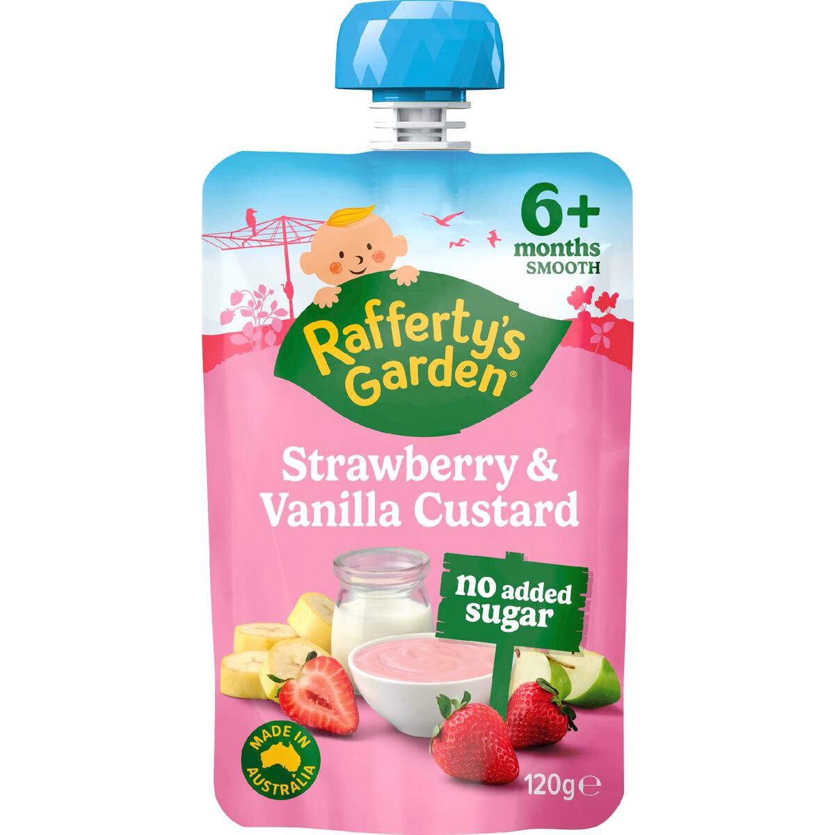 Rafferty's Garden Strawberry & Vanilla Custard Baby Food Pouch 6+ Months 120g