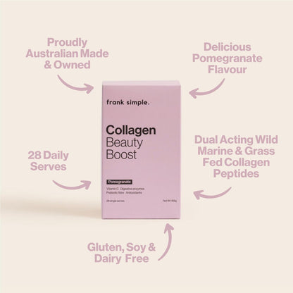Frank Simple. Collagen Beauty Boost Pomegranate Sachets 28 Pack