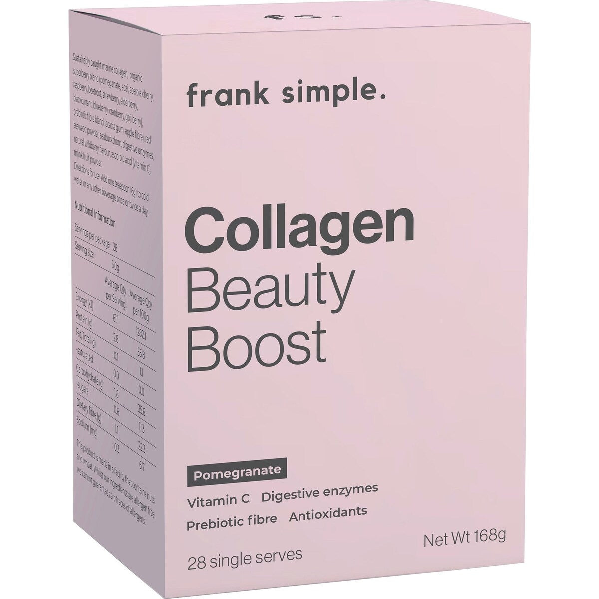 Frank Simple. Collagen Beauty Boost Pomegranate Sachets 28 Pack