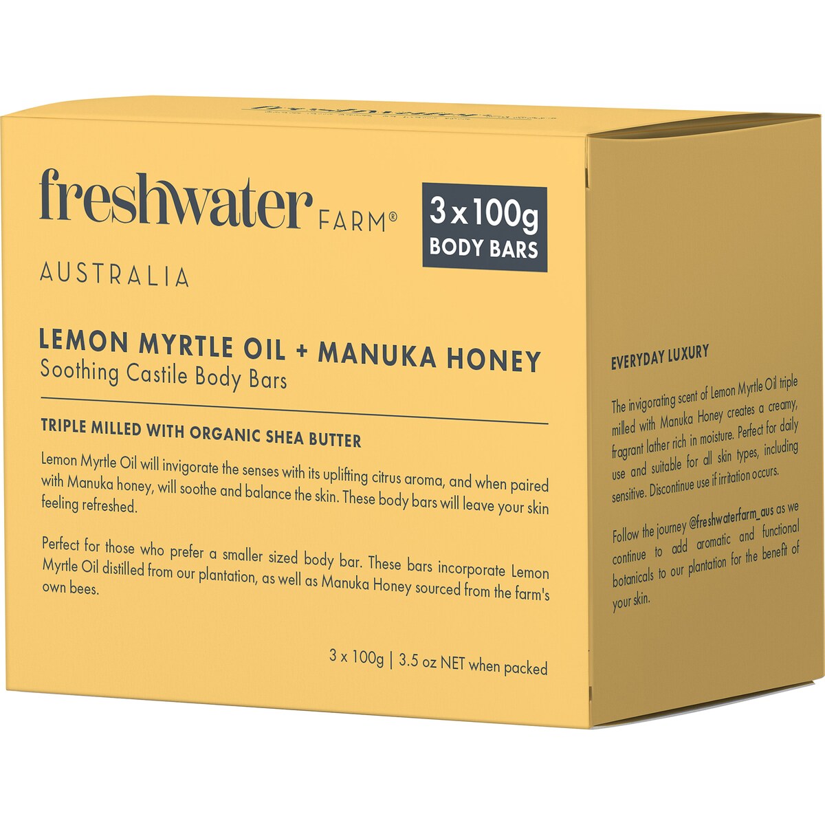 Freshwater Farm Lemon Myrtle Manuka Honey Soap 3 Pack
