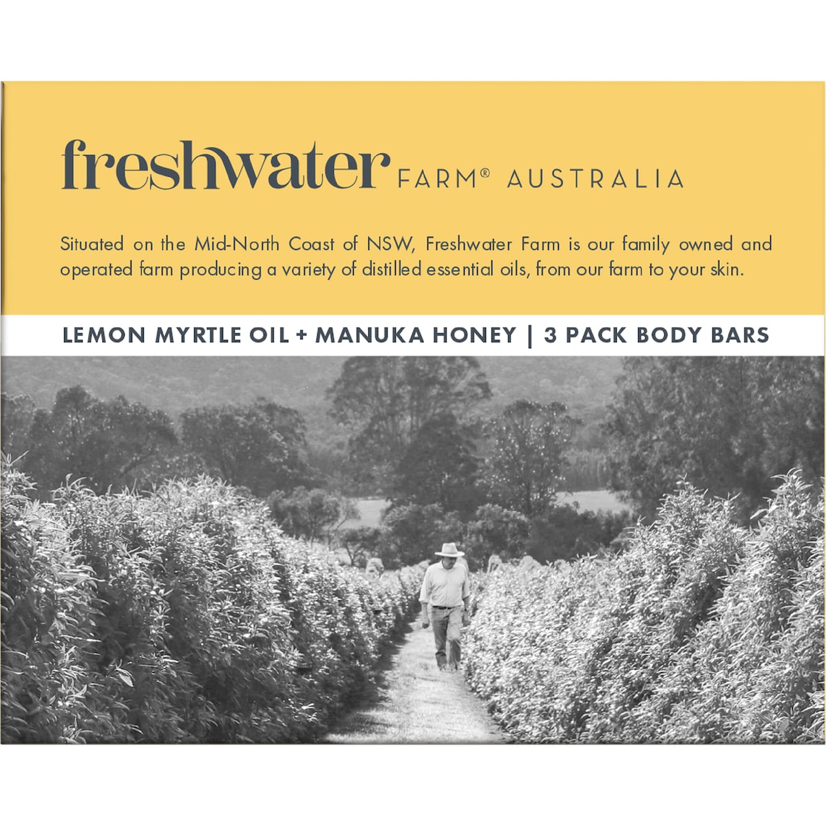 Freshwater Farm Australia Lemon Myrtle Manuka Honey Soap 100g X 3 Pack