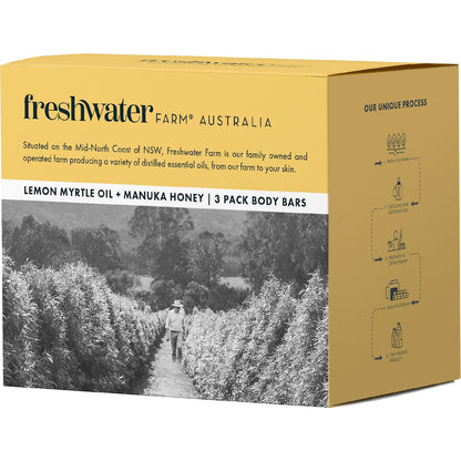 Freshwater Farm Australia Lemon Myrtle Manuka Honey Soap 100g X 3 Pack