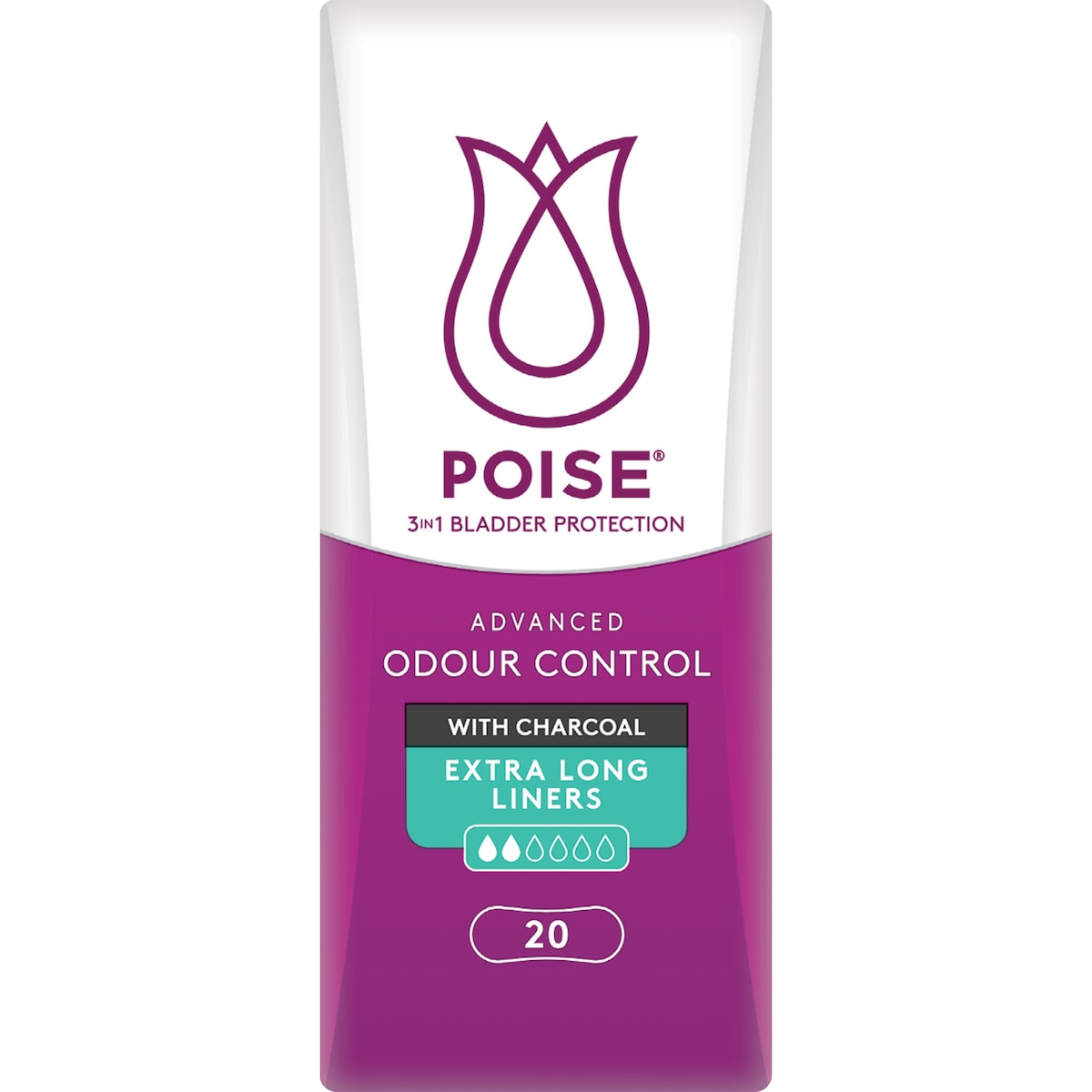 Poise Incontinence Liners Extra Long With Charcoal 10 Pack