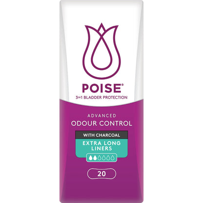 Poise Incontinence Liners Extra Long With Charcoal 10 Pack