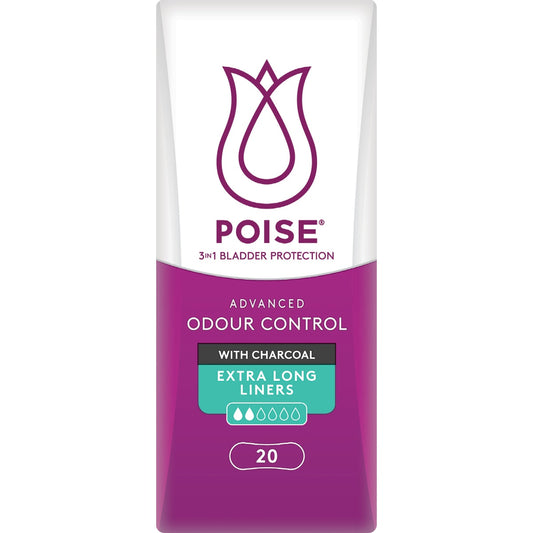 Poise Incontinence Liners Extra Long With Charcoal 10 Pack