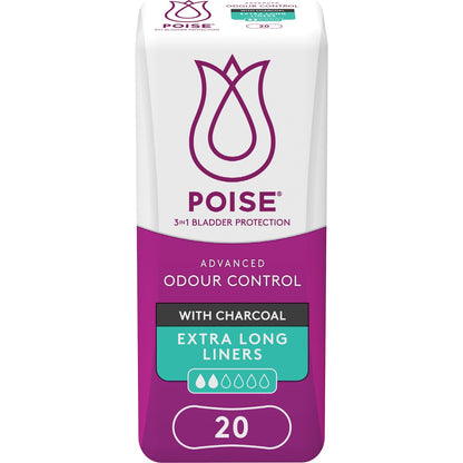 Poise Incontinence Liners Extra Long With Charcoal 10 Pack