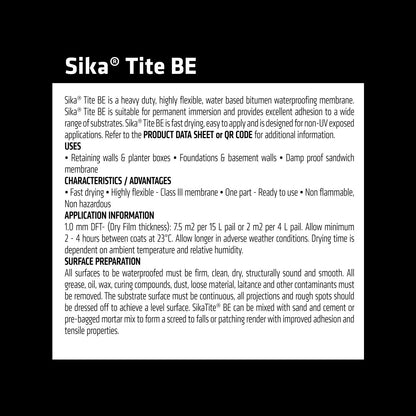 Sika Sikatite BE Bitumen Waterproofing Membrane - 4L