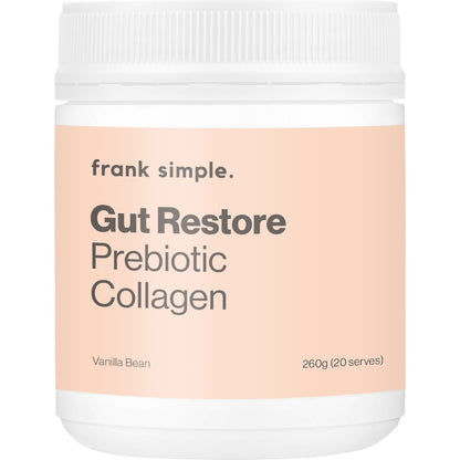 Frank Simple. Gut Restore Prebiotic Collagen Vanilla Bean Tub 260g