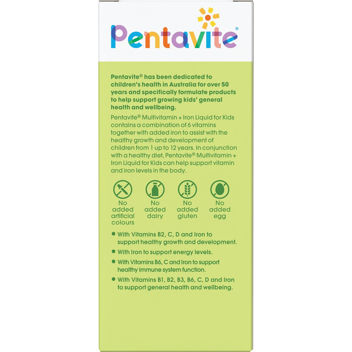 Pentavite Multivitamin + Iron Kids Liquid Lemon Lime 200ml