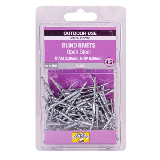Otter Open Steel Blind Rivets - 2 x 9.6mm - 100 Pack