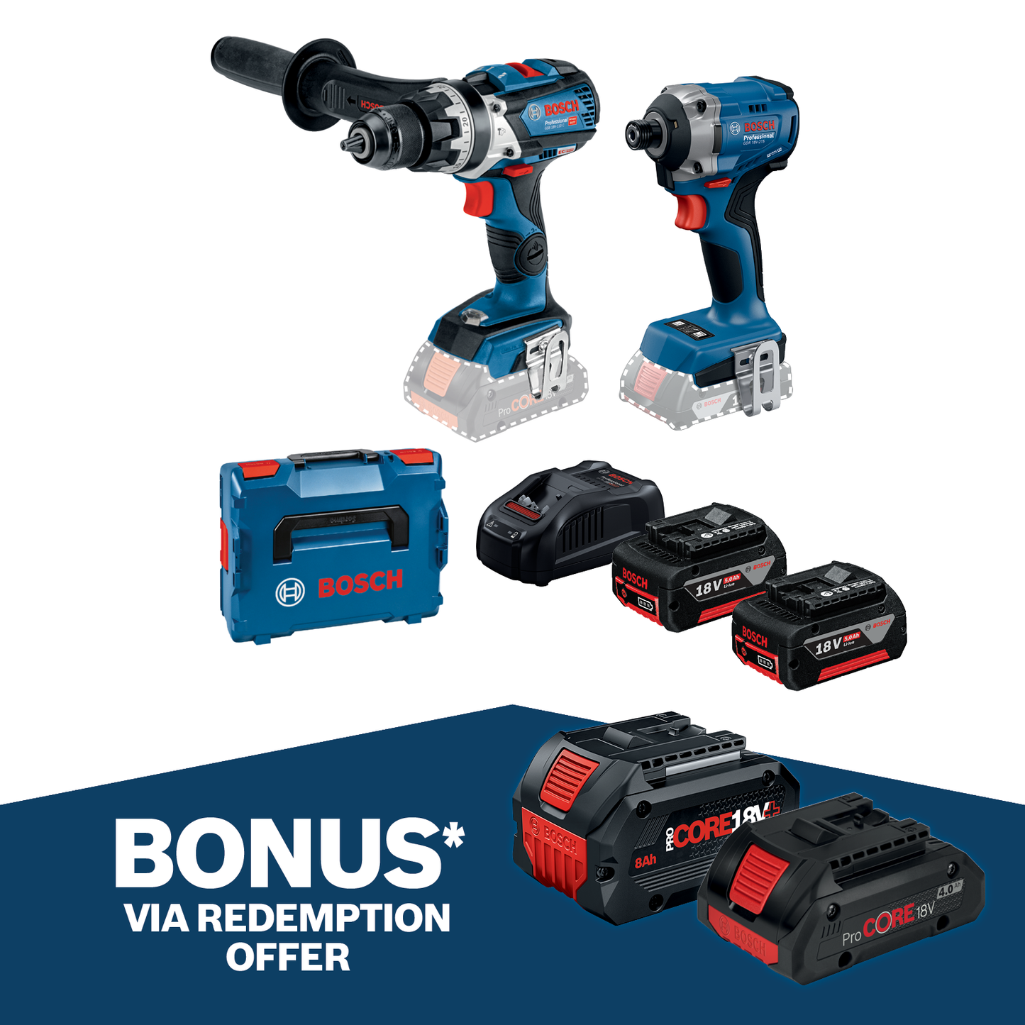 Bosch Brushless Hammer Drill & Impact Driver Kit - 18V - 2 Piece - 2 x 5.0Ah