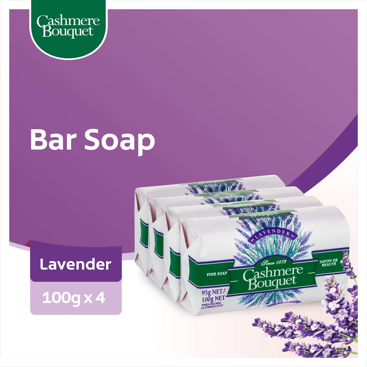 Cashmere Bouquet Bar Soap Lavender 100g X4 Pack