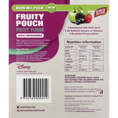 Snacktacular Fruit Pouch Apple & Mixed Berries Puree 90g x 5 pack
