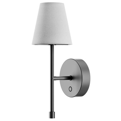 Globe LED Wall Sconce Wireless Light 2 Pack, Black Finish, 250 Lumens, 2700K, 3 Step Dimmer, USB-C Charging - Ideal for Apartments & Dorm Rooms