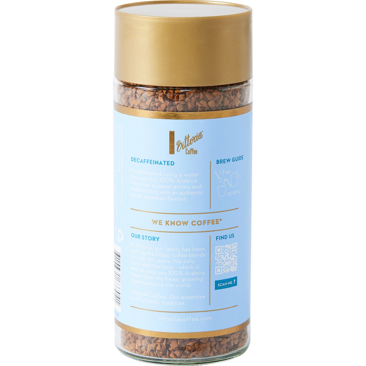Vittoria Freeze Dried Decaffeinated Instant Coffee 100g