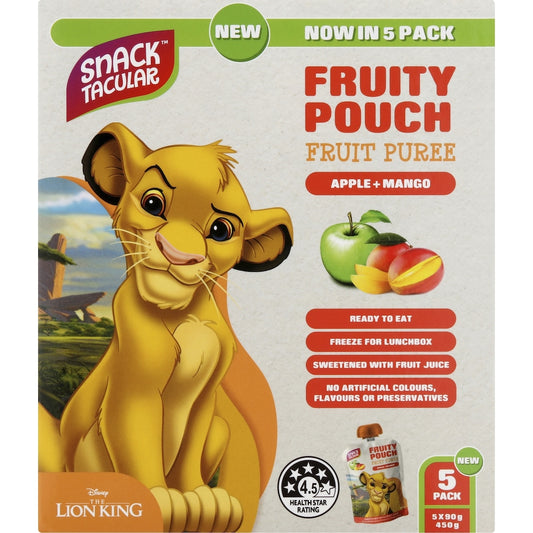 Snacktacular Fruit Pouch Apple & Mango Puree 90g X 5 Pack