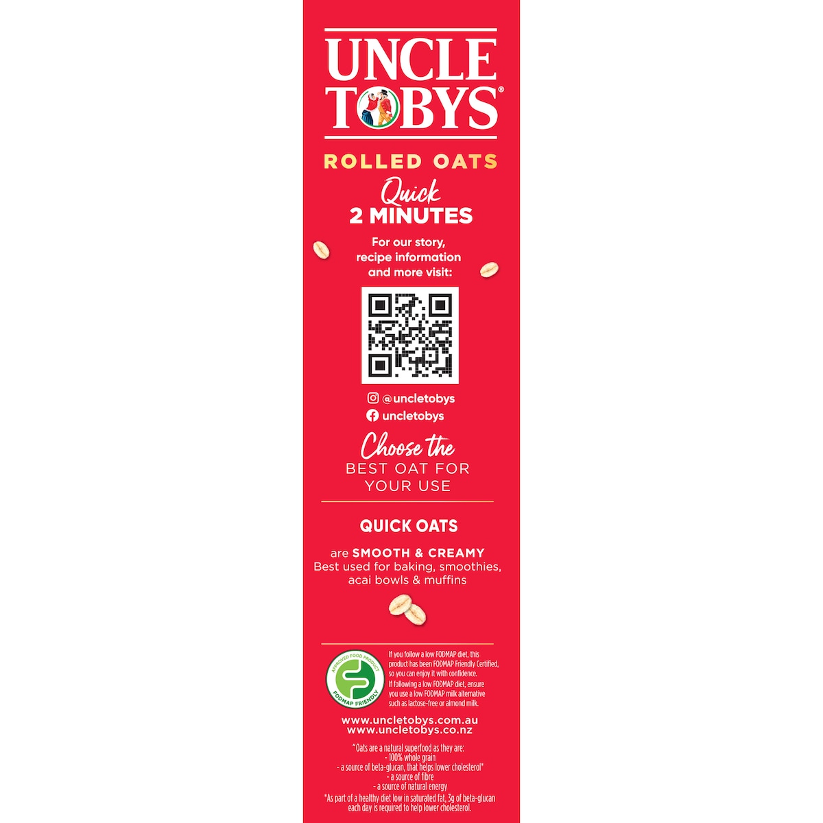 Uncle Tobys Rolled Oats Quick Porridge 500g