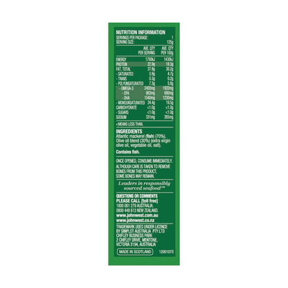 John West Wild Scottish Mackerel Fillets In Olive Oil Blend - 125g