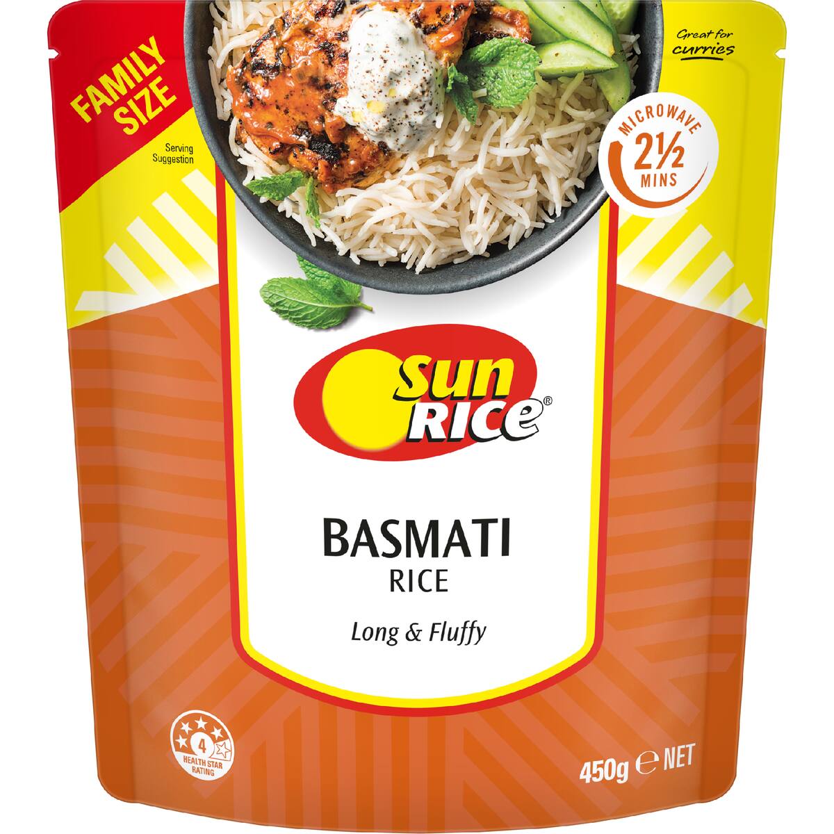 Sunrice Microwave Basmati Rice Pouch 450g