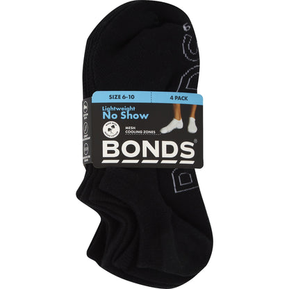 Bonds Lightweight No Show Socks Size 11-14 Assorted 4 Pack