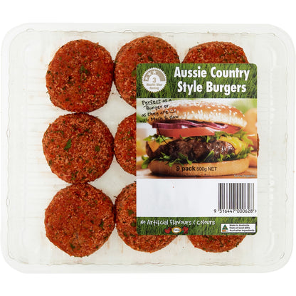 Fitzco Aussie Country Style Burgers Style Burger 9 Pack
